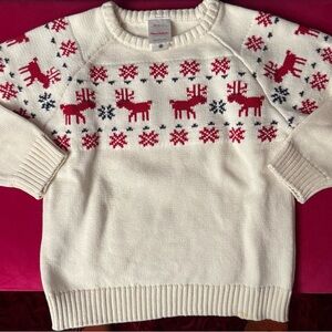 Hanna Andersson Cream Sweater with Red Pattern